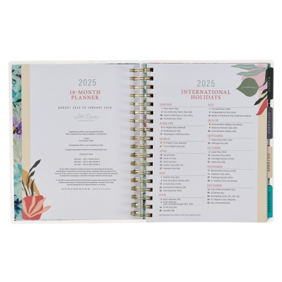 Thankful Grateful Blessed 2025 18-Month Planner with Elastic Closure