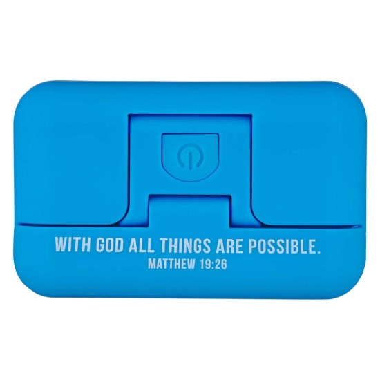 With God All Things Are Possible Blue Adjustable Clip-on Book Light - Matthew 16:26