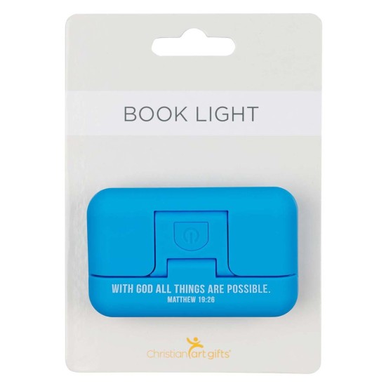 With God All Things Are Possible Blue Adjustable Clip-on Book Light - Matthew 16:26