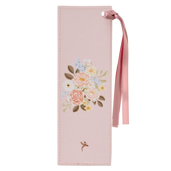 Strength and Dignity Dahlia Pink Faux Leather Bookmark - Proverbs 31:25