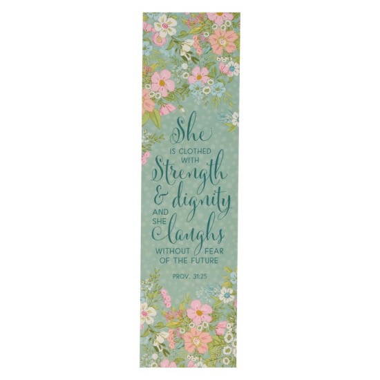 Strength and Dignity Teal Floral Sunday School/Teacher Bookmark Set - Proverbs 31:25