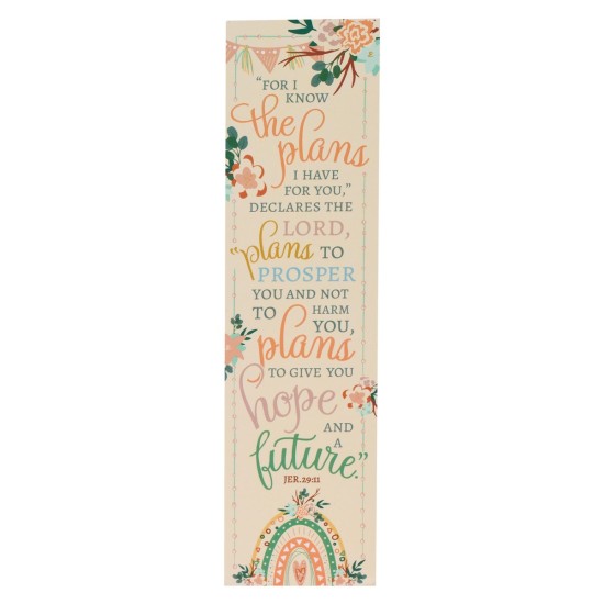 I Know the Plans Peach Floral Sunday School/Teacher Bookmark Set - Jeremiah 29:11