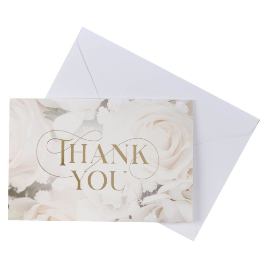 Ivory Rose Wedding Thank You Note Card Set