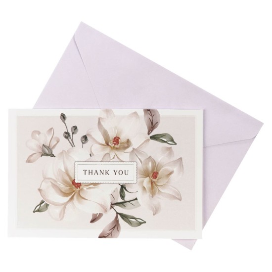 White Magnolia Thank You Note Card Set