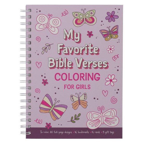 My Favorite Bible Verses Pink Wirebound Coloring Book for Girls 