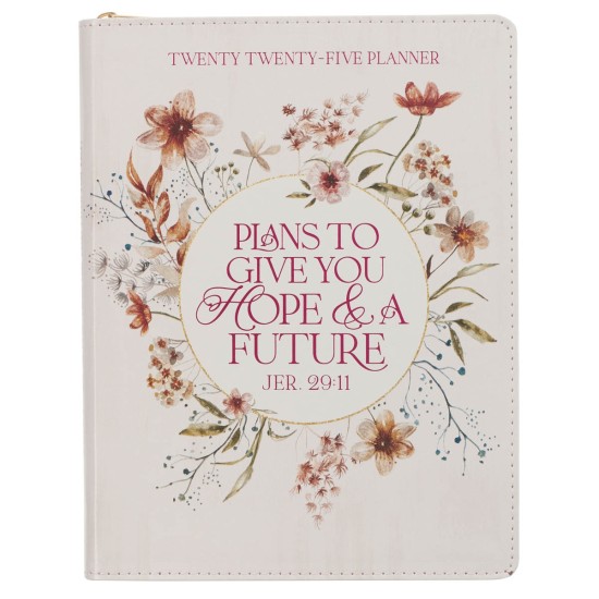 Hope and a Future Pink Faux Leather 2025 Large 18-month Planner for Women - Jeremiah 29:11