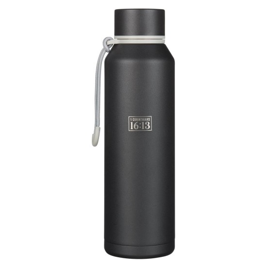 Stand Firm Black Stainless Steel Water Bottle - 1 Corinthians 16:13