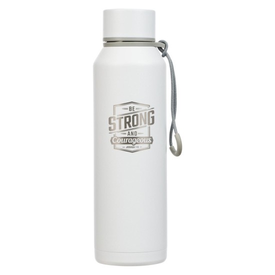 Strong and Courageous White Stainless Steel Water Bottle - Joshua 1:9