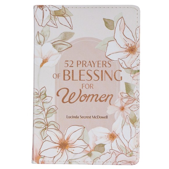 52 Prayers of Blessing for Women White Floral Faux Leather Prayer Book