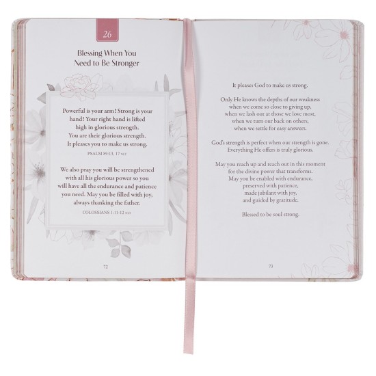 52 Prayers of Blessing for Women White Floral Faux Leather Prayer Book