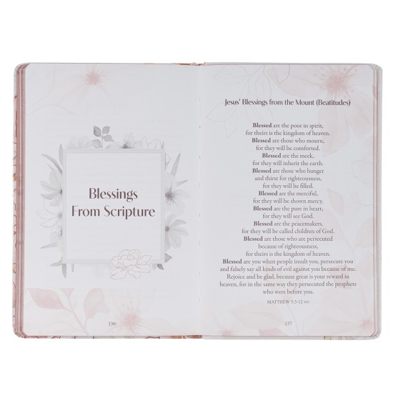 52 Prayers of Blessing for Women White Floral Faux Leather Prayer Book