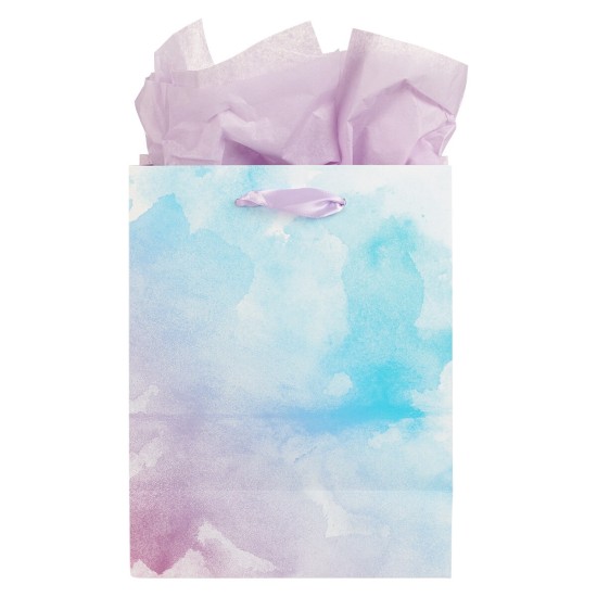 Be Still & Know Lilac and Blue Watercolor Medium Gift Bag - Psalm 46:10