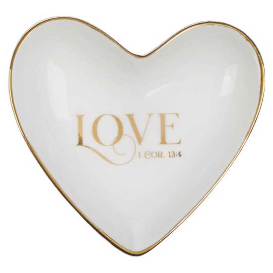 Love White Ceramic Trinket Tray - 1 Corinthians 13:4