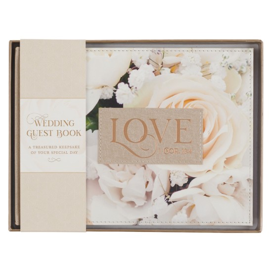 Love Ivory Faux Leather Medium Guest Book