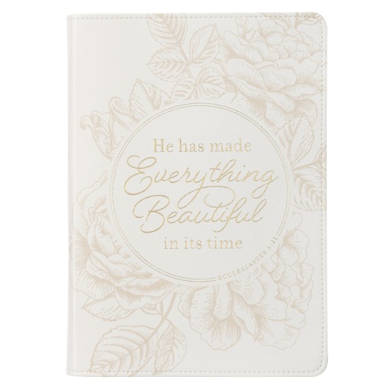 Everything Beautiful White Faux Leather Classic Journal - Ecclesiastes 3:11