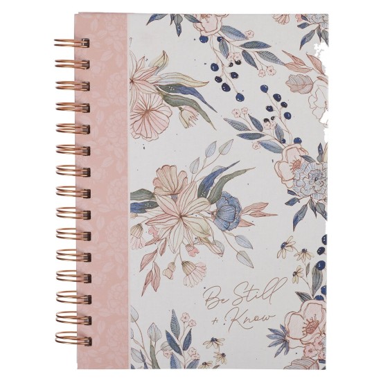 Be Still and Know Pink Floral Wirebound Journal - Psalm 46:10