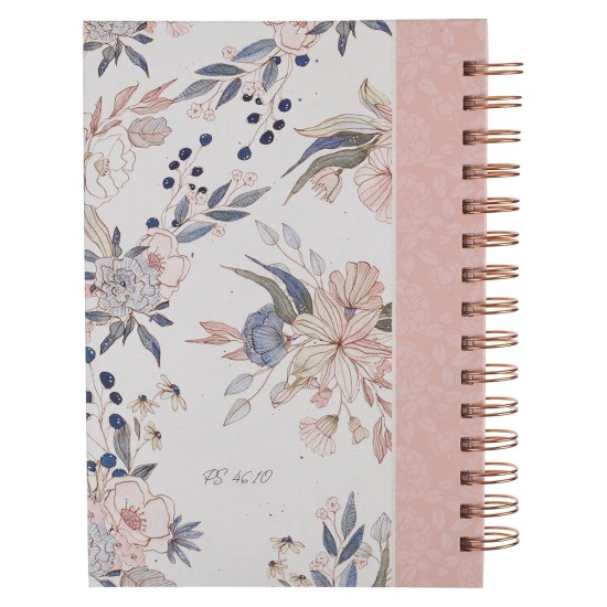 Be Still and Know Pink Floral Wirebound Journal - Psalm 46:10