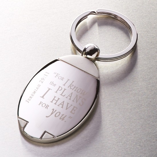 I Know the Plans Silver Metal Key Ring in Gift Tin - Jeremiah 29:11