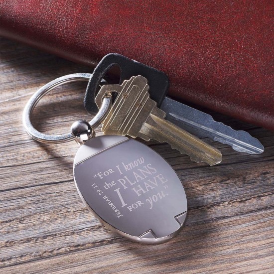 I Know the Plans Silver Metal Key Ring in Gift Tin - Jeremiah 29:11