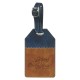 Strong and Courageous Butterscotch and Navy Faux Leather Luggage Tag - Joshua 1:9