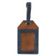 Strong and Courageous Butterscotch and Navy Faux Leather Luggage Tag - Joshua 1:9