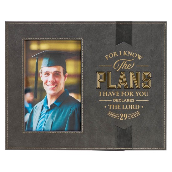 The Plans Charcoal Faux Leather Graduation Photo Frame - Jeremiah 29:11