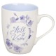 Be Still and Know Blue Blooms Ceramic Coffee Mug - Psalm 46:10