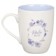 Be Still and Know Blue Blooms Ceramic Coffee Mug - Psalm 46:10