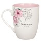 Bless You and Keep You Pink Floral Ceramic Coffee Mug - Numbers 6:24