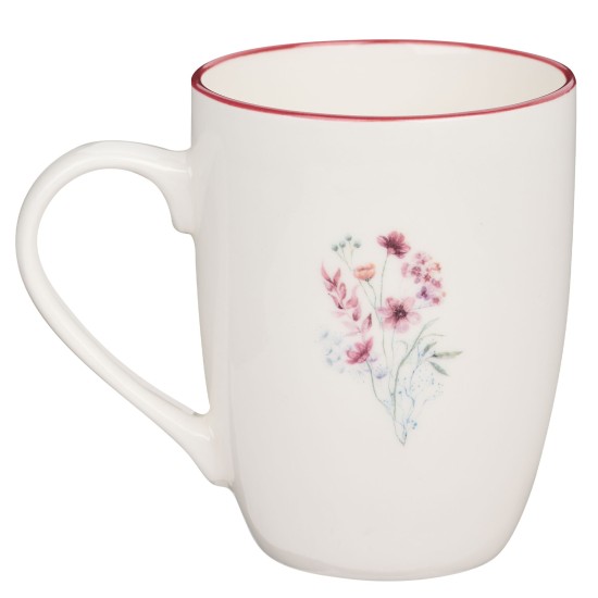 Rosewood Pink Wildflower Ceramic Coffee Mug - Jeremiah 29:11