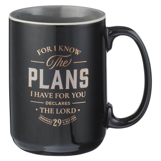 The Plans Black Ceramic Coffee Mug - Jeremiah 29:11