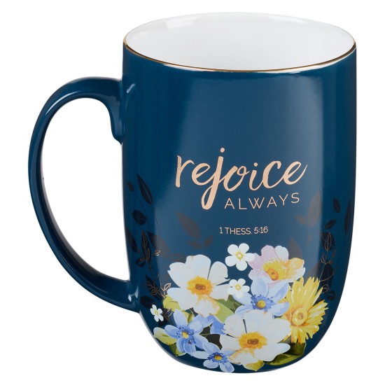 Rejoice Always Blue Ceramic Coffee Mug – 1 Thessalonians 5:16