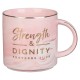 Strength and Dignity Pink Marbled Ceramic Coffee Mug - Proverbs 31:25