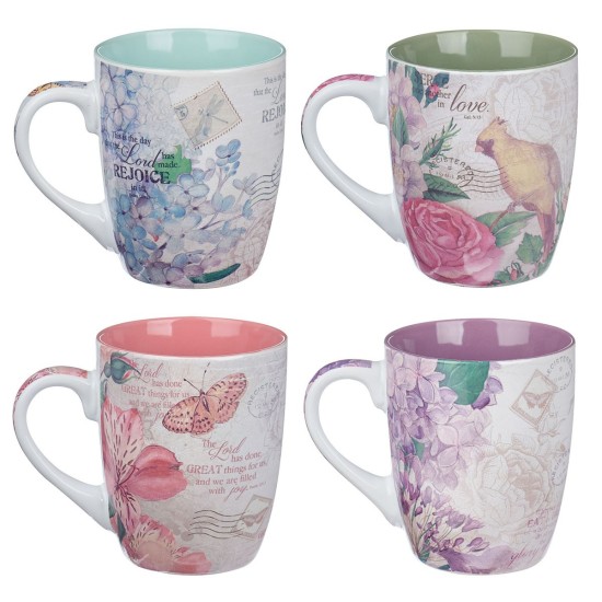 Floral Inspirations Four Piece Coffee Mug Set