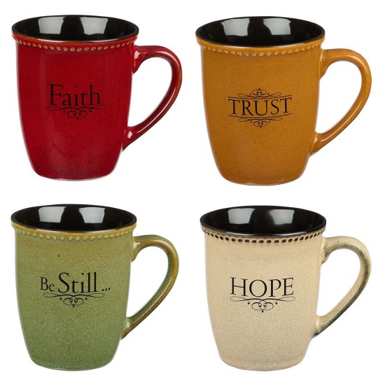 Faith, Hope, Trust & Be Still Stoneware Mug Set