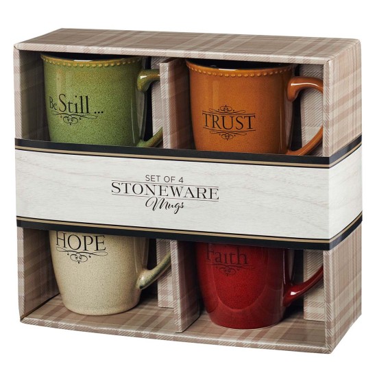 Faith, Hope, Trust & Be Still Stoneware Mug Set