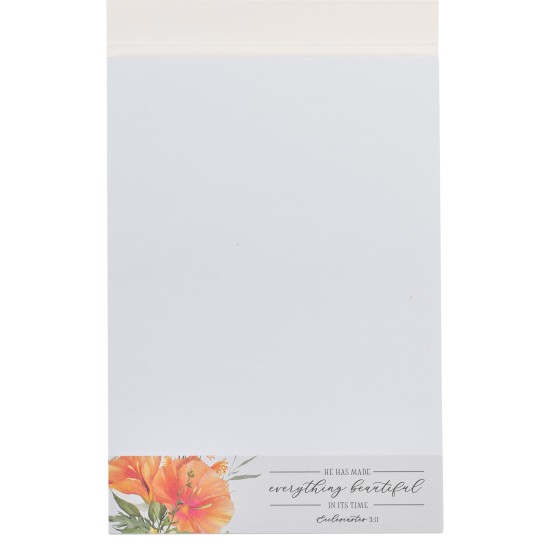 Everything Beautiful Orange Floral Notepad - Ecclesiastes 3:11