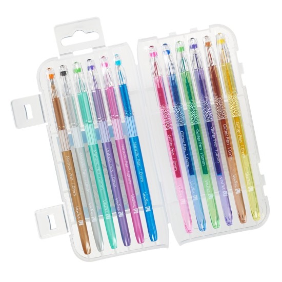 Metallic & Glitter Gel Pen Set - 12pc