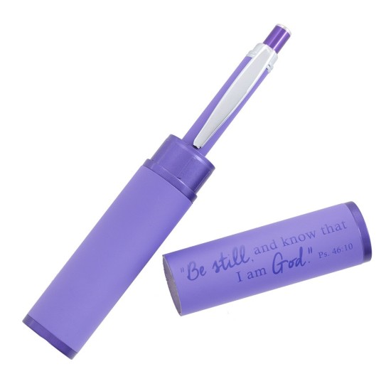 Be Still and Know Purple Gift Pen and Case - Psalm 46:10