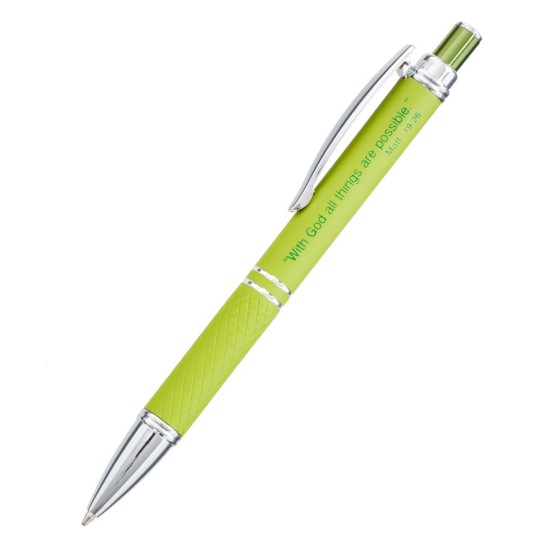 All Things Possible, Green - Matthew 19:26 Gift Pen in Case