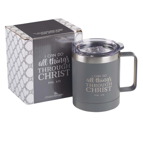 I Can Do All Things Gray Camp-style Stainless Steel Mug - Philippians 4:13