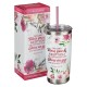 Bless You and Keep You White Floral Stainless Steel Travel Tumbler with Straw - Numbers 6:24-25