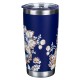 I Can Do All Things Through Christ Honey-brown and Navy Floral Stainless Steel Travel Tumbler - Philippians 4:13