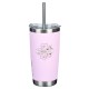 Bless You and Keep You Pink Floral Stainless Steel Travel Tumbler with Stainless Steel Straw - Numbers 6:24