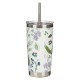 Amazing Grace Purple Floral Stainless Steel Travel Tumbler with Stainless Steel Straw