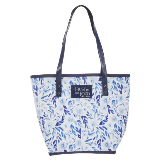 Trust Blue Botany Canvas Tote Bag - Proverbs 3:5