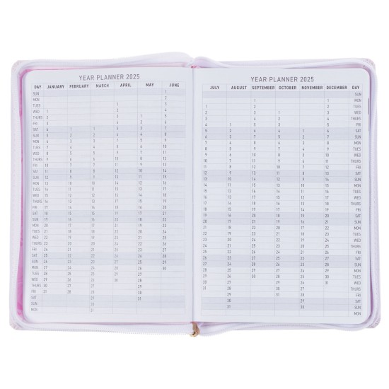 Trust in the Lord Blush Pink Faux Leather 2025 Executive Planner with Zipper Closure - Proverbs 3:5