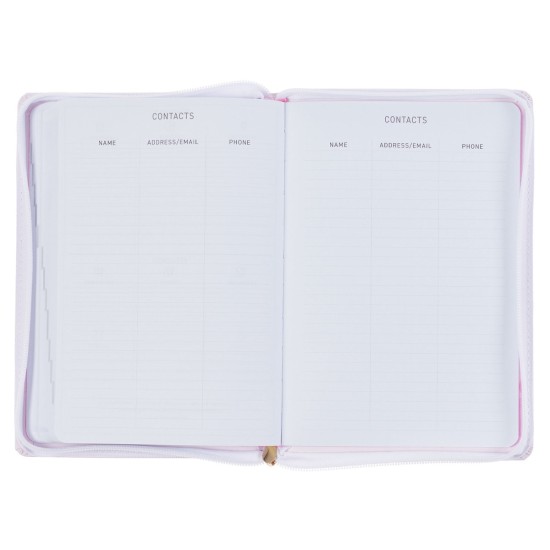 Trust in the Lord Blush Pink Faux Leather 2025 Executive Planner with Zipper Closure - Proverbs 3:5