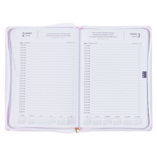 Trust in the Lord Blush Pink Faux Leather 2025 Executive Planner with Zipper Closure - Proverbs 3:5