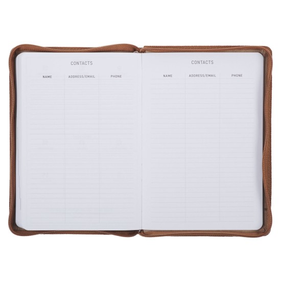 All Things Are Possible 2025 Tuscan Tan Faux Leather Executive Planner with Zipper Closure - Matthew 19:26